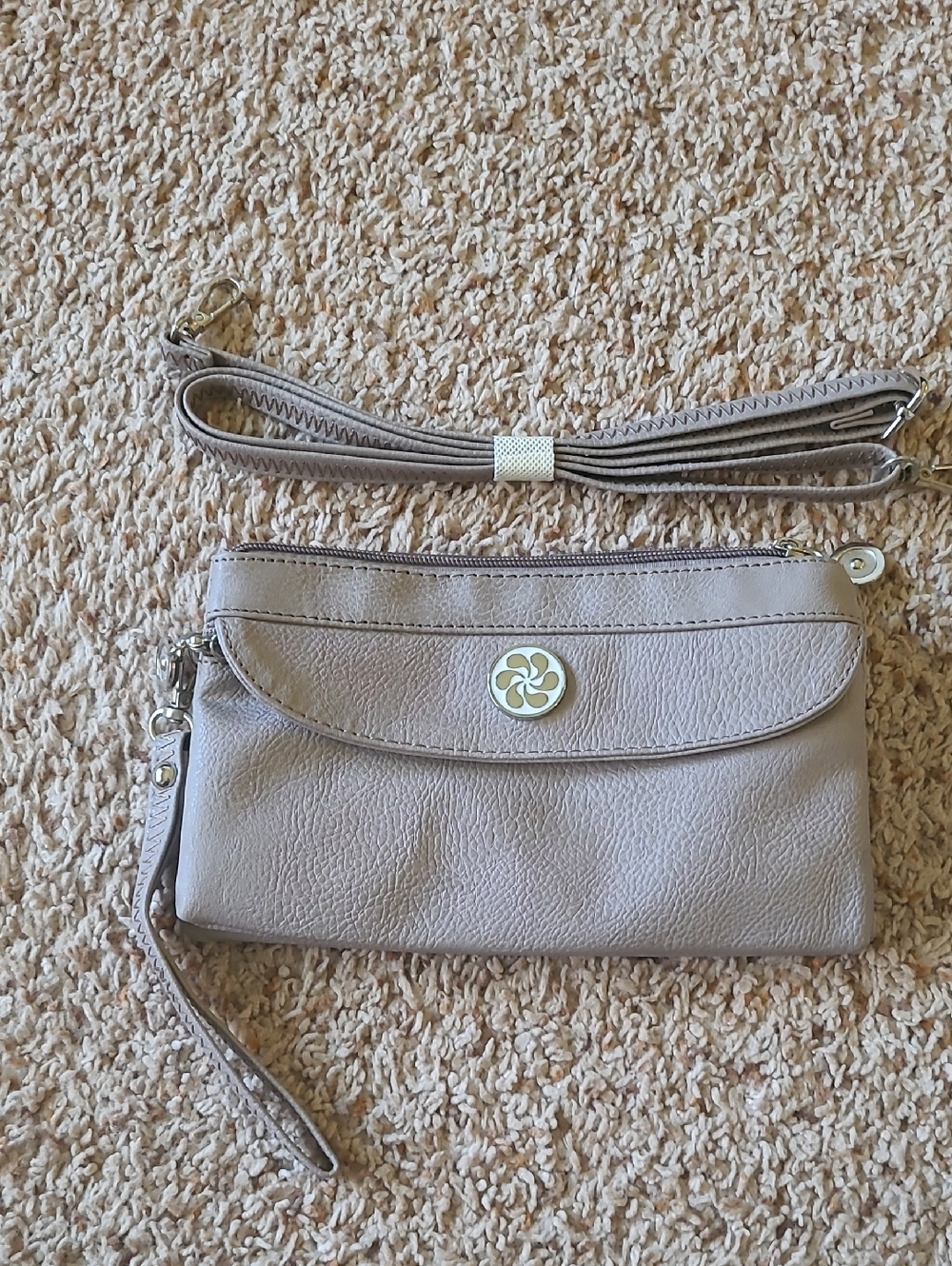Women's Taupe Convertible Crossbody Clutch - Neutral Leather